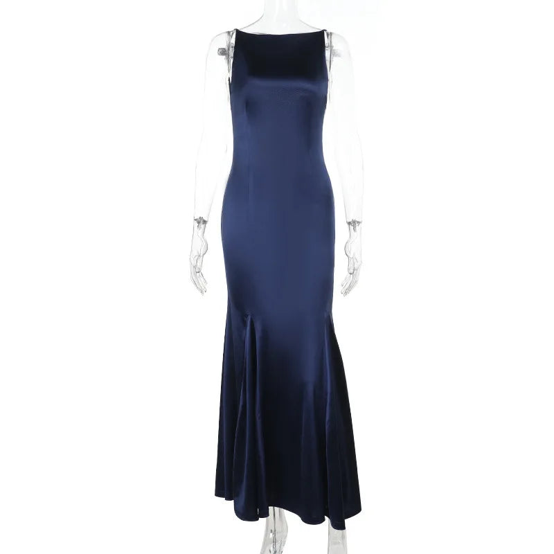 Maxi satin dress with open back - Rain