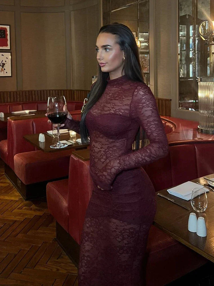 Two-piece lace set bodysuit and maxi skirt - Angelica