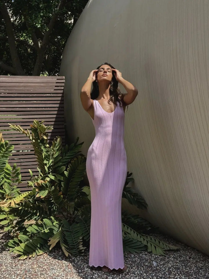 Knitted Maxi Dress with Open Back - Maliyah