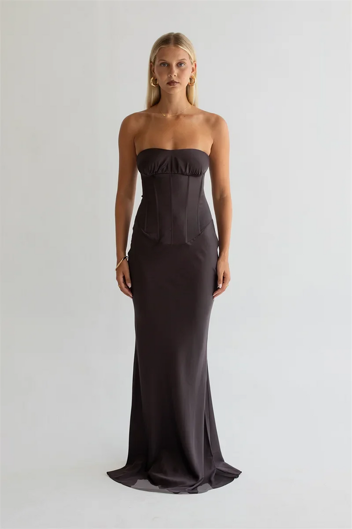 Strapless maxi dress with a back tie - ELINA