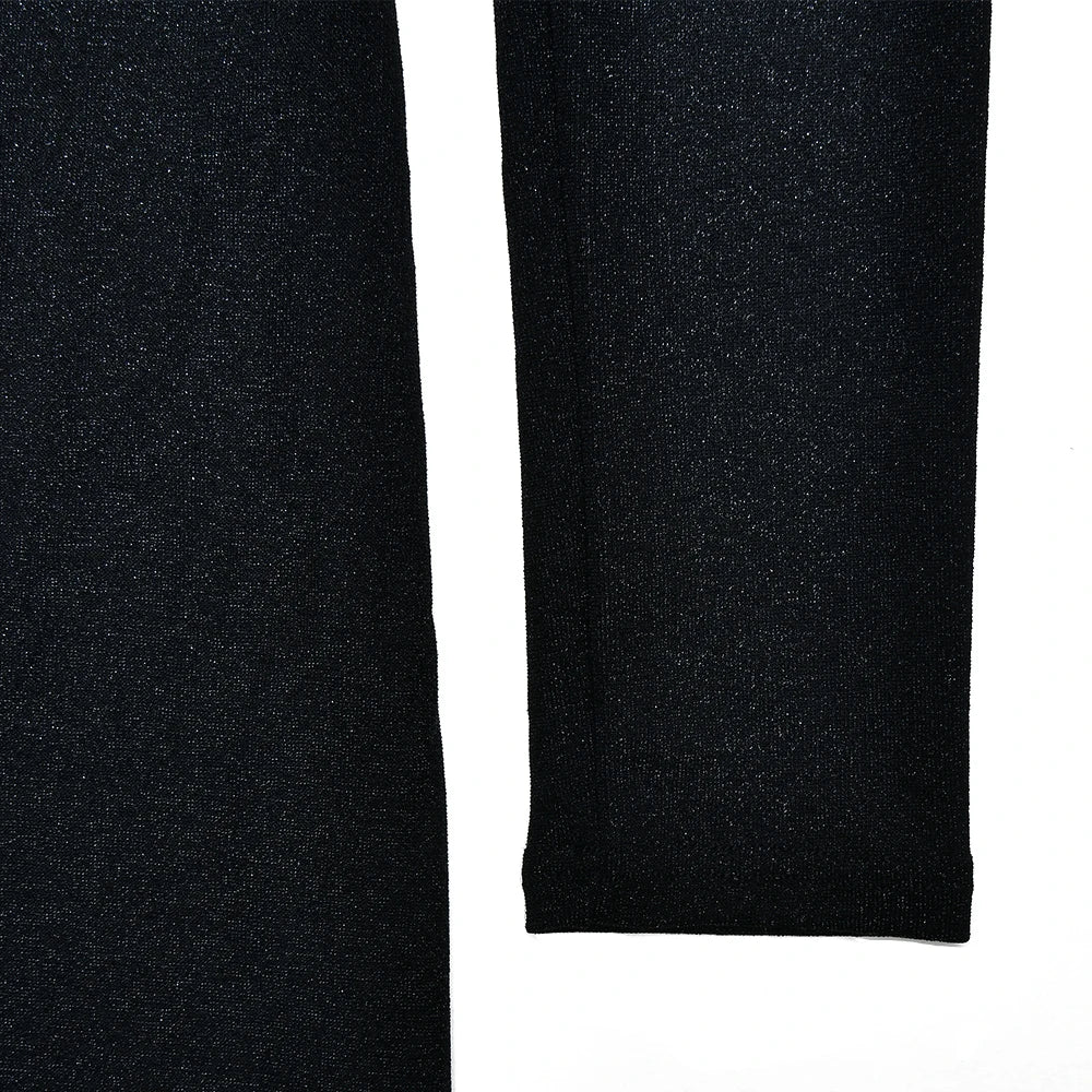 Glitter Maxi Dress with Turtleneck Collar and Cutout Embellishment - Elliana