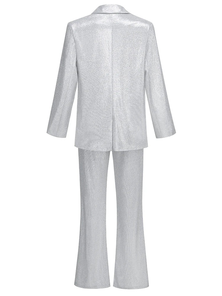 Three-Piece Glitter Suit with Bra, Blazer, and High-Waisted Pedal Pusher Pants - Glory