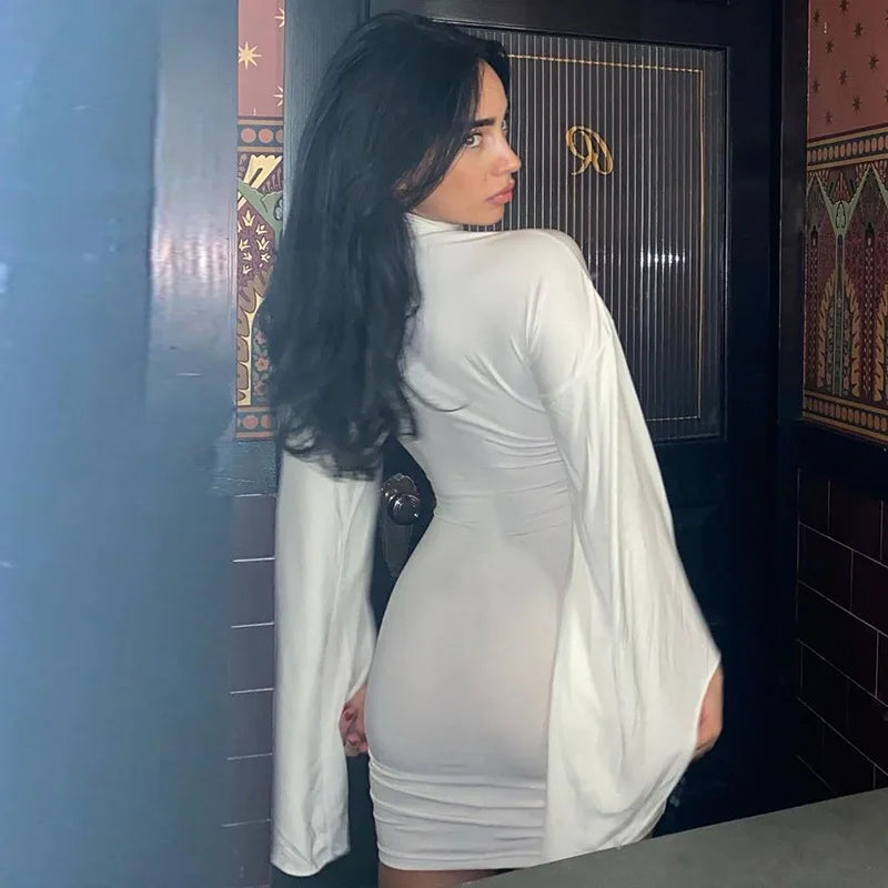 Golf Mini Dress with Belt Detail and Puff Sleeves - Moral