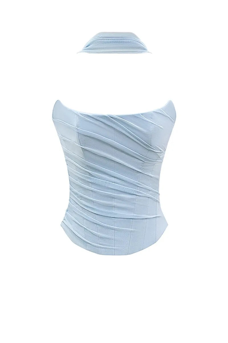 Two-Piece Set with Strapless Top and Maxi Skirt with Matching Scarf Detail - Francia
