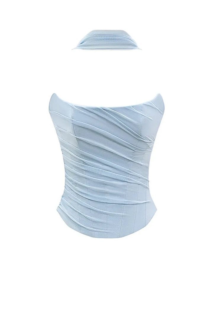 Two-Piece Set with Strapless Top and Maxi Skirt with Matching Scarf Detail - Francia
