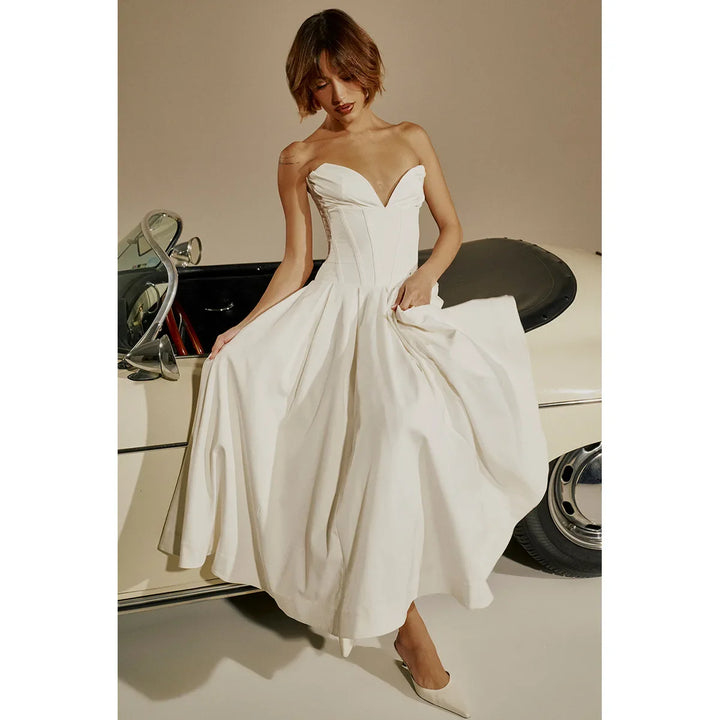 Strapless Midi Dress with Pockets - Fanny