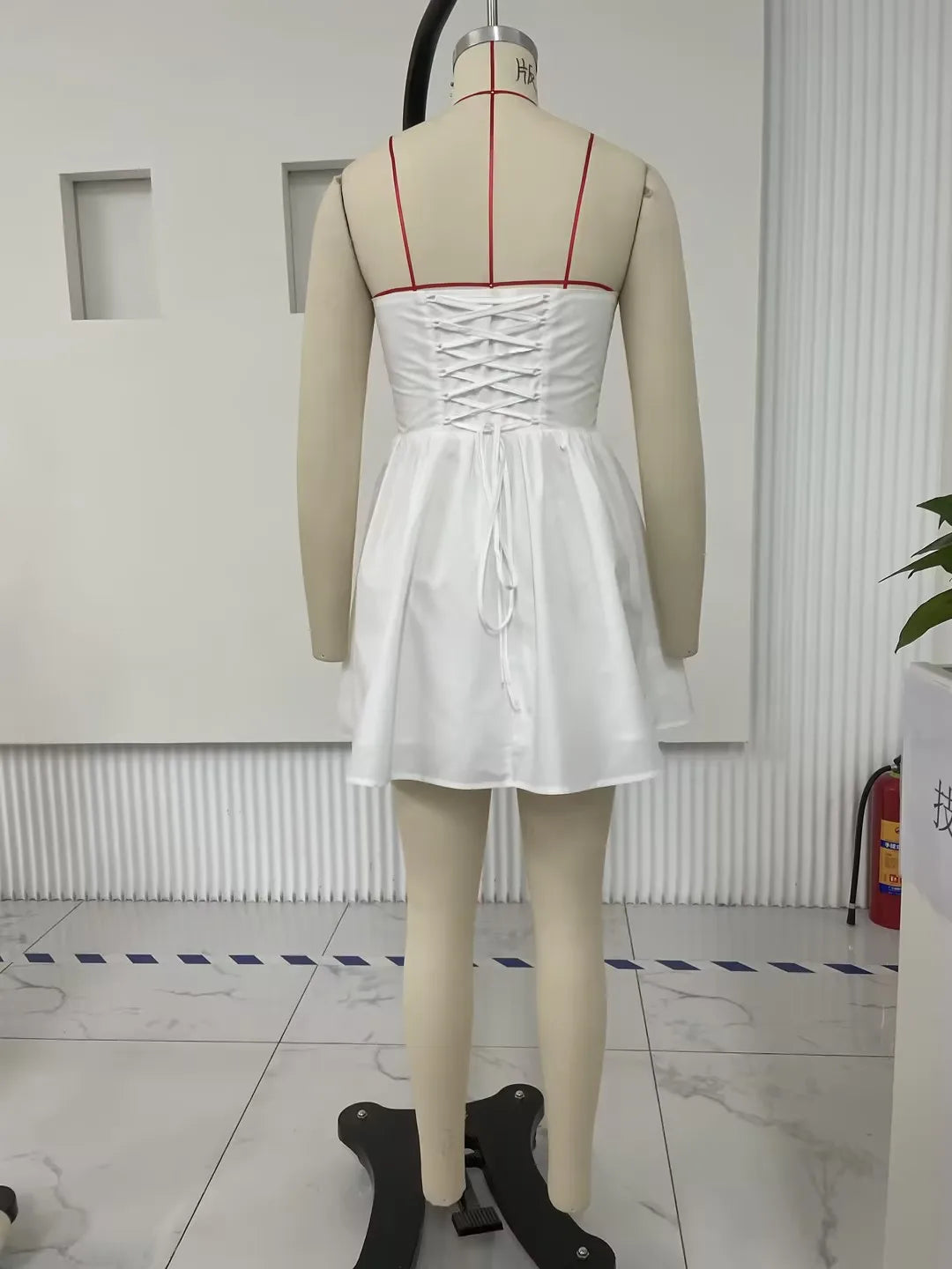 A-Line Mini Dress with Back Tie for Waist Fit, Country Style - Reya
