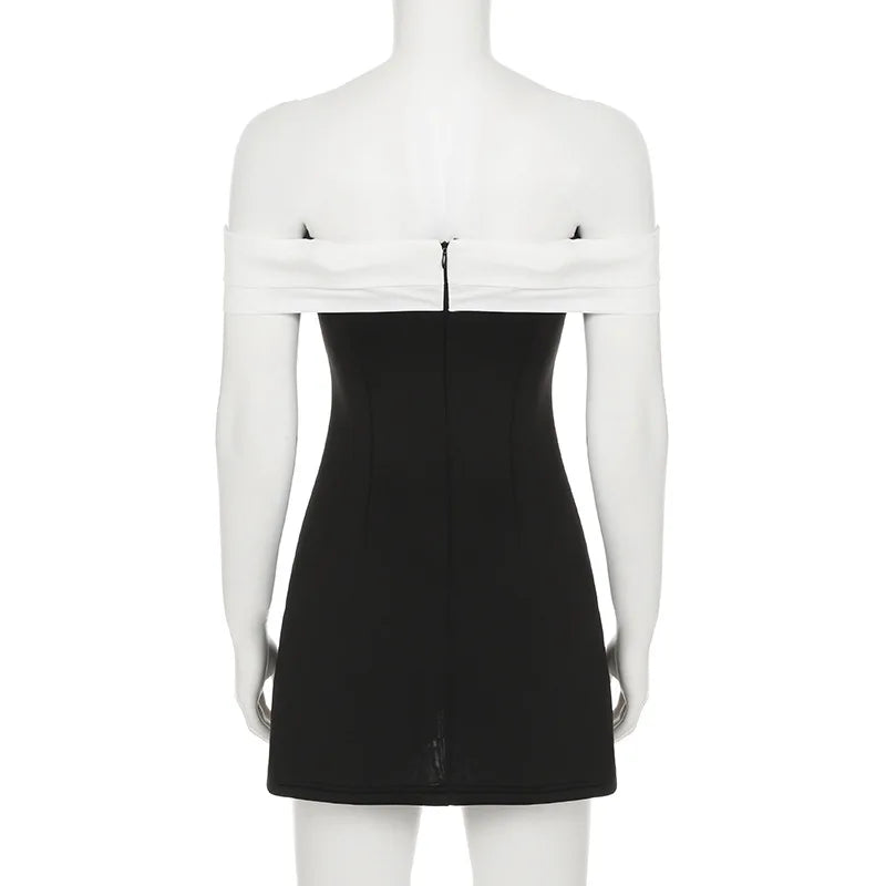 A-line mini dress with bow decoration and off-shoulder design - Heleny