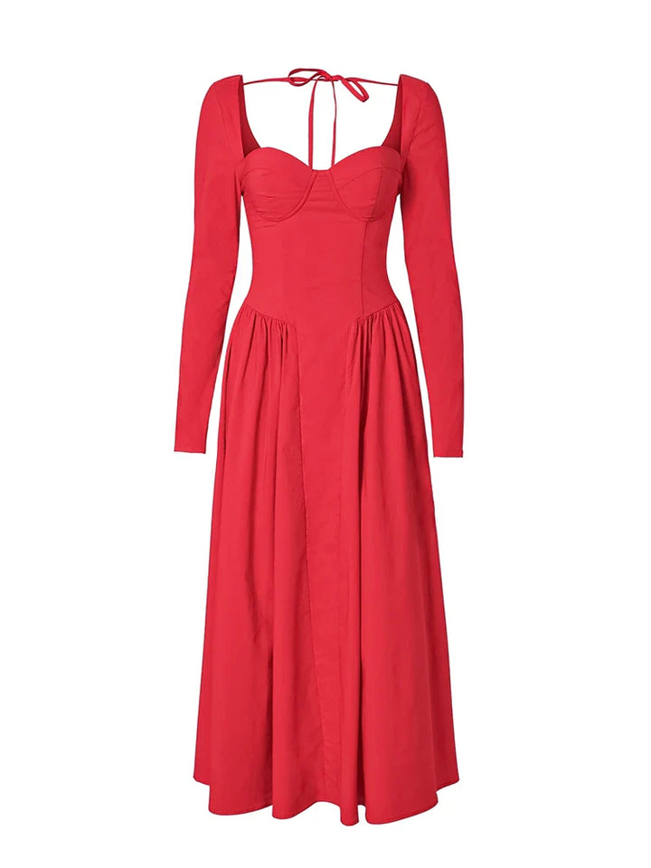 A-line Midi Dress with Rustic Design - Giuliana
