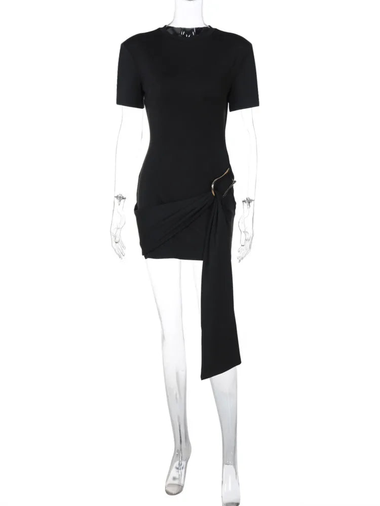 Mini dress with special design, buckle, and train decoration - Morgan