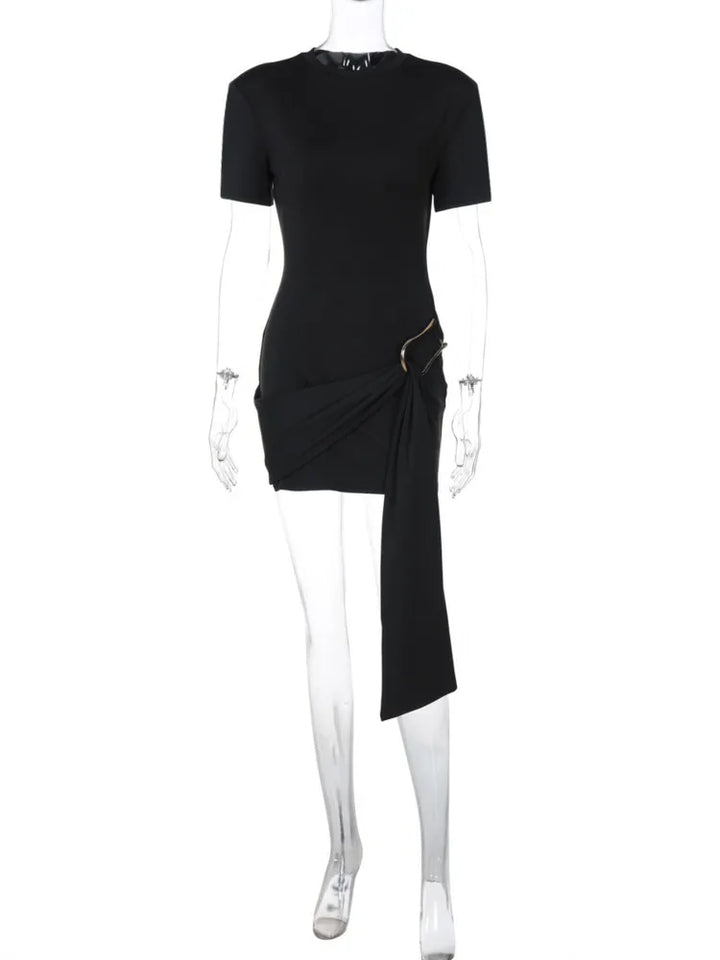Mini dress with special design, buckle, and train decoration - Morgan