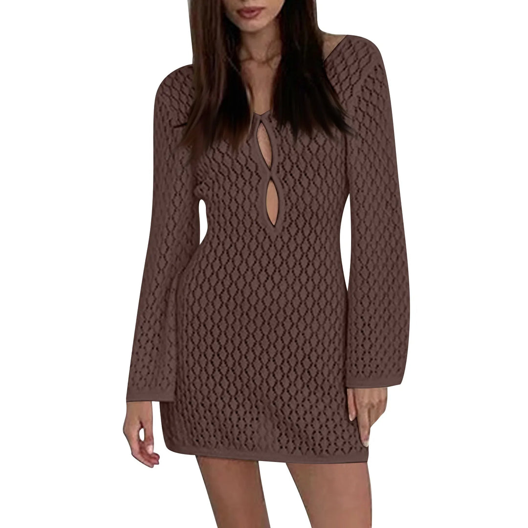 Knitted Mini Beach Dress with Open Back - Keira
