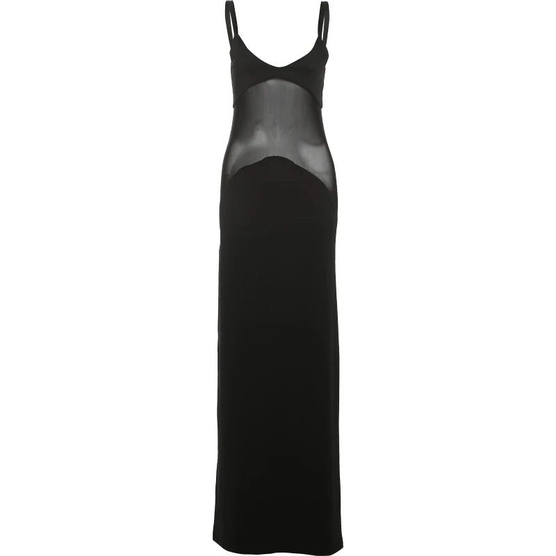 Elegant Maxi Dress with Mesh Detail - Zhuri