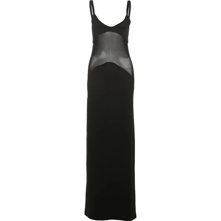 Elegant Maxi Dress with Mesh Detail - Zhuri