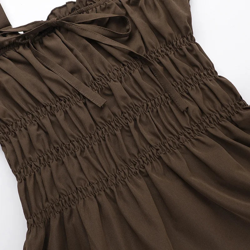 A-line ruffle mini dress, country style - Tiran