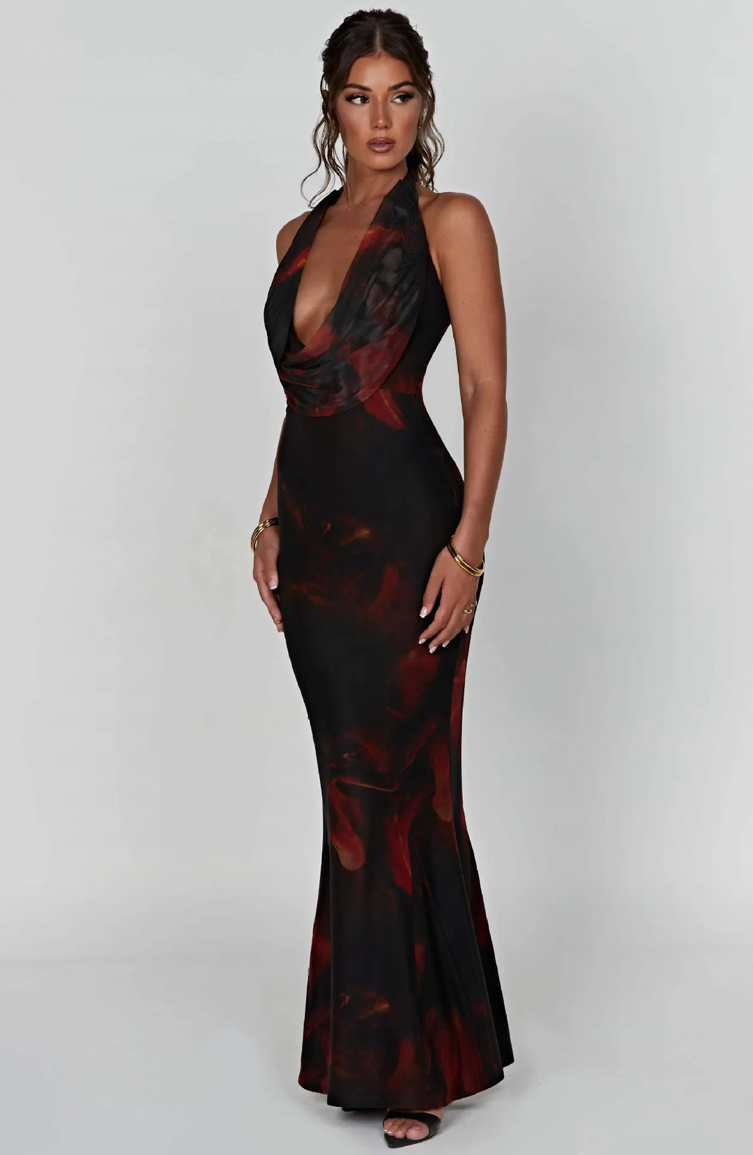 Maxi Dress with Dropped Collar and Open Back - Azariah