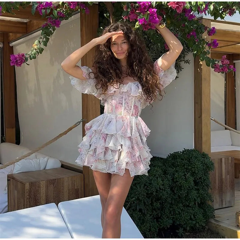 Floral Off-Shoulder Ruffled Mini Dress - Lisa