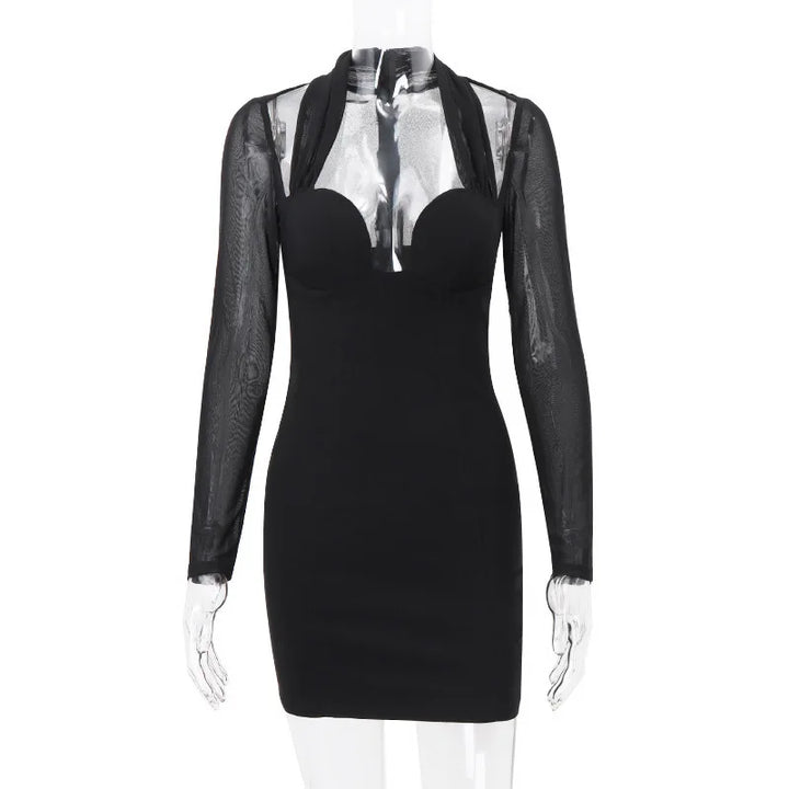 Fitted mini dress with chiffon sleeves - Laila