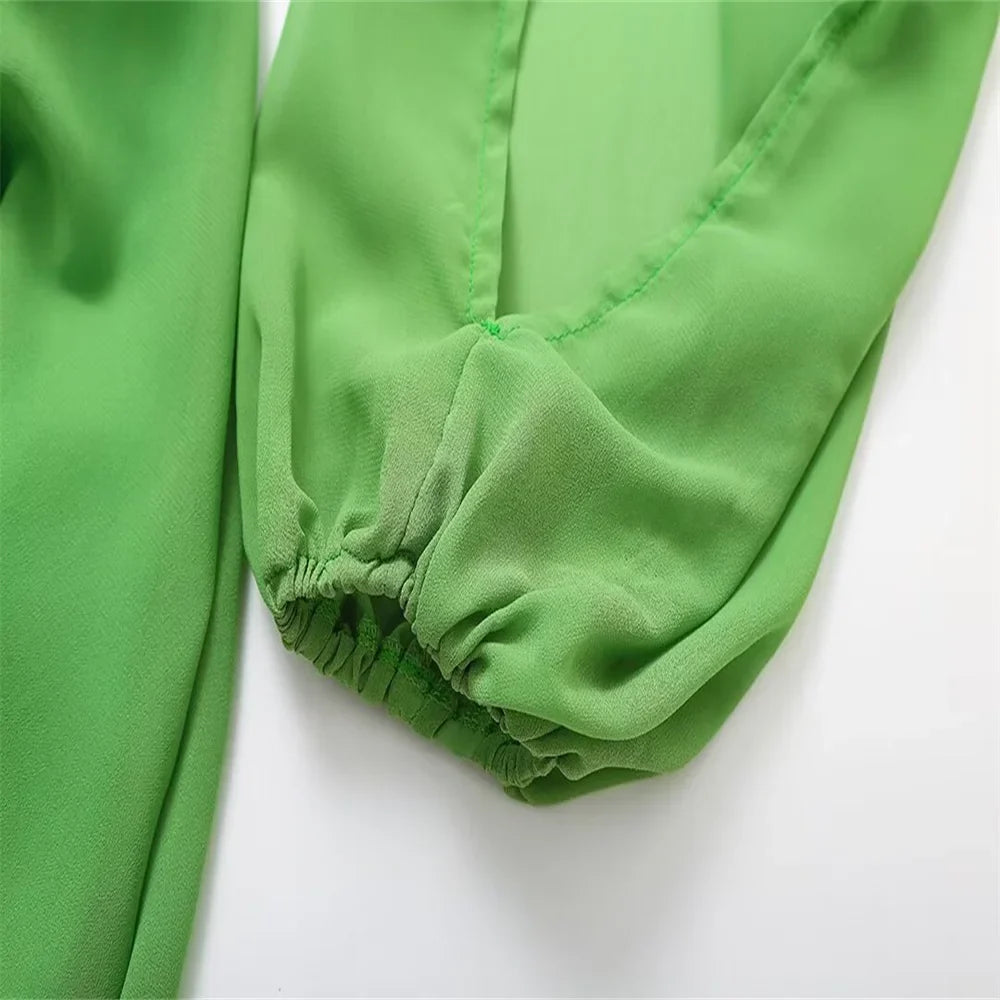 Mini Dress with Ruffle and Open Sleeves - Noya Lee