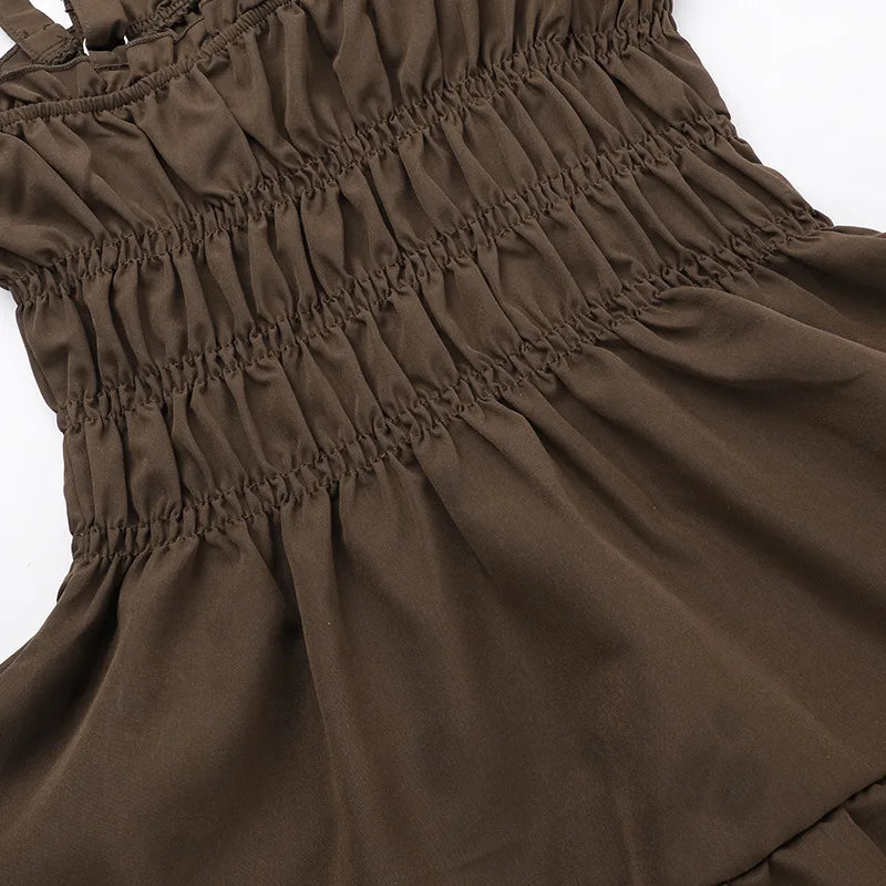 A-line ruffle mini dress, country style - Tiran
