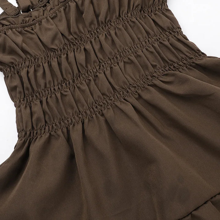 A-line ruffle mini dress, country style - Tiran