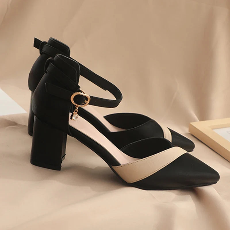 Faux Leather High Heels with Buckle Closure - Aryeh