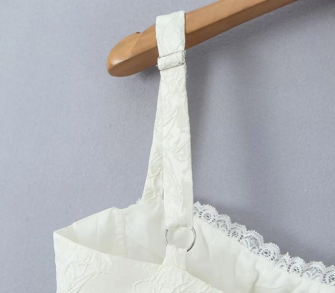 Mini Dress with Floral Embroidery and Lace Detail - Blanca