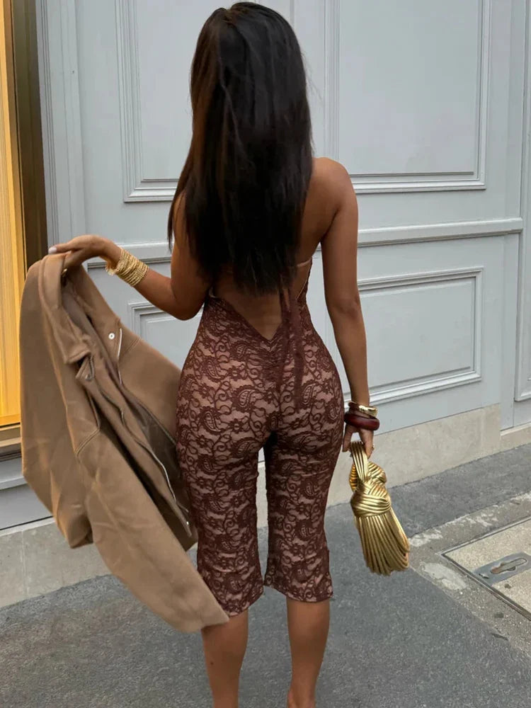 Lace capri jumpsuit - MESH