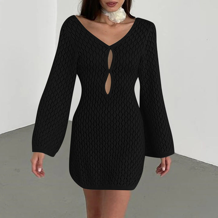 Knitted Mini Beach Dress with Open Back - Keira