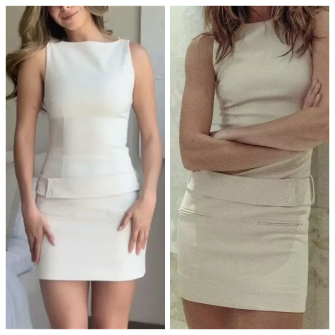 Fitted Mini Dress with Matching Belt - Serena