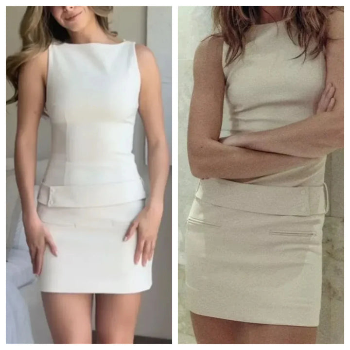 Fitted Mini Dress with Matching Belt - Serena