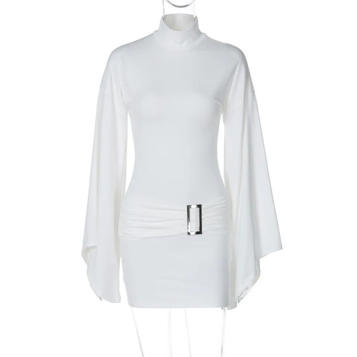 Golf Mini Dress with Belt Detail and Puff Sleeves - Moral