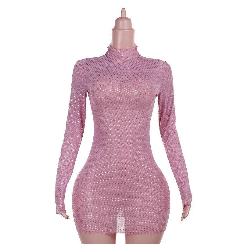 Bodycon Mini Dress with Sparkling Sequin Tassels in Golf Cut - Cardi
