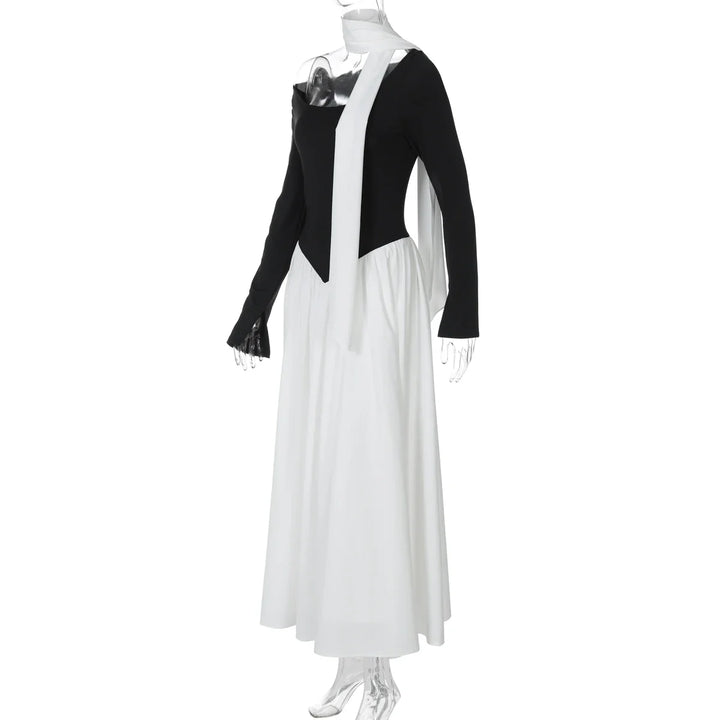 Maxi Dress with Scarf Decoration - NESSIA