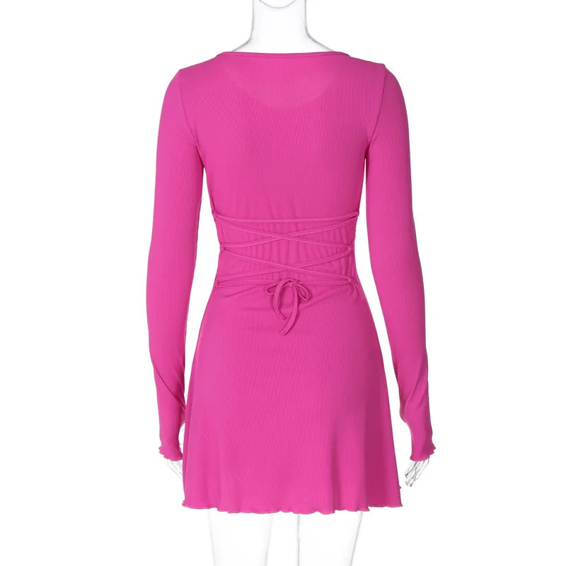 Mini dress decorated with ties - Shaia