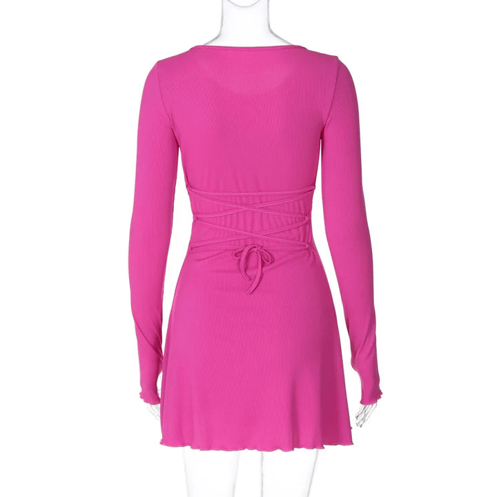 Mini dress decorated with ties - Shaia