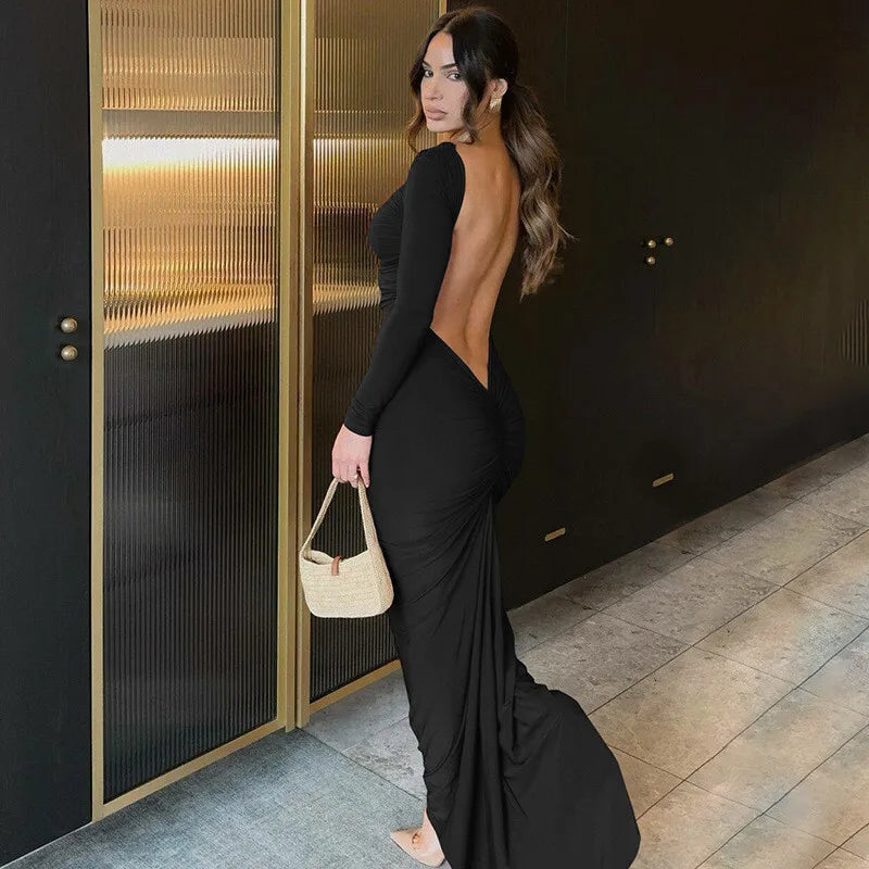 Fitted maxi dress with open back - Kiki