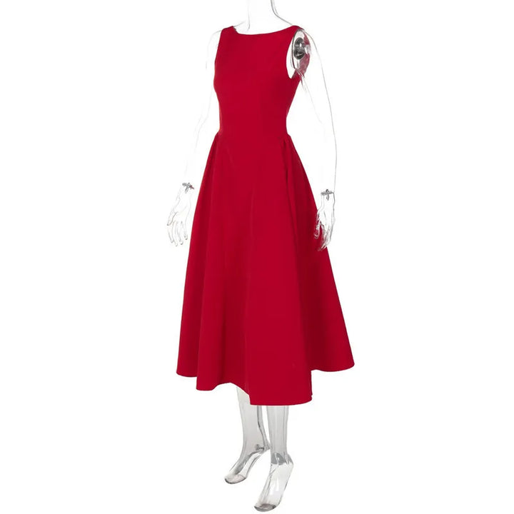 Midi open back dress in A-line cut - Heidi