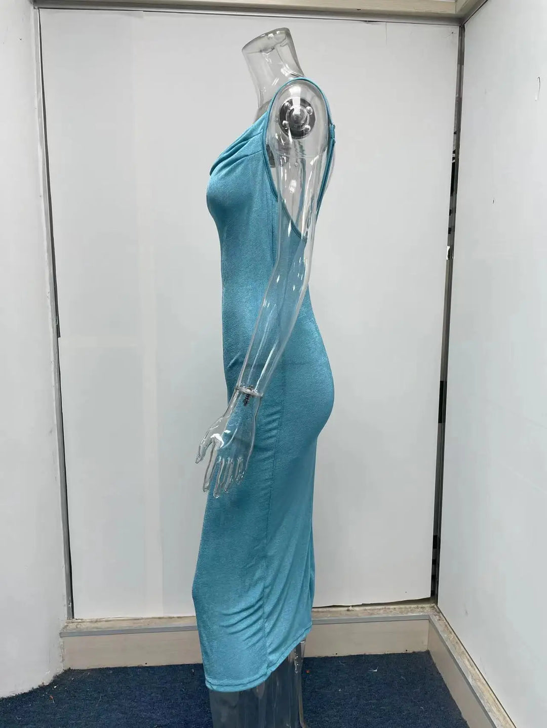 Summer midi knitted dress with slit decoration - Smile