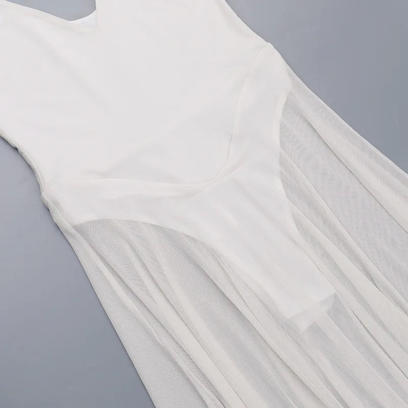 Chiffon Maxi Dress with Buckle Details on Straps - Maria
