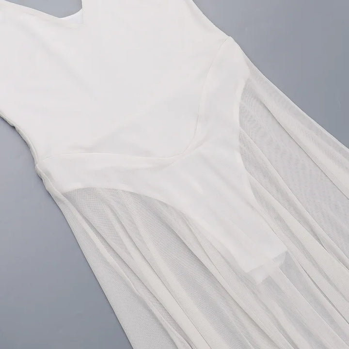 Chiffon Maxi Dress with Buckle Details on Straps - Maria