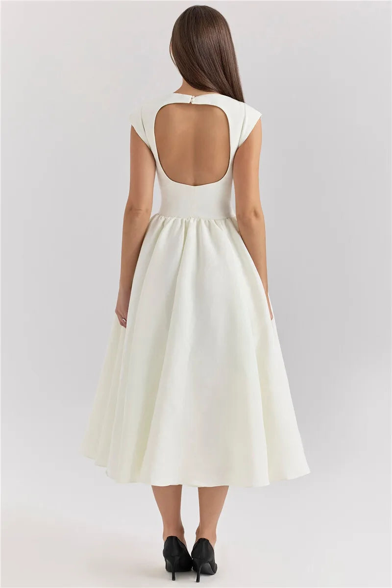A-Line Midi Dress with Open Back - Rona Lee