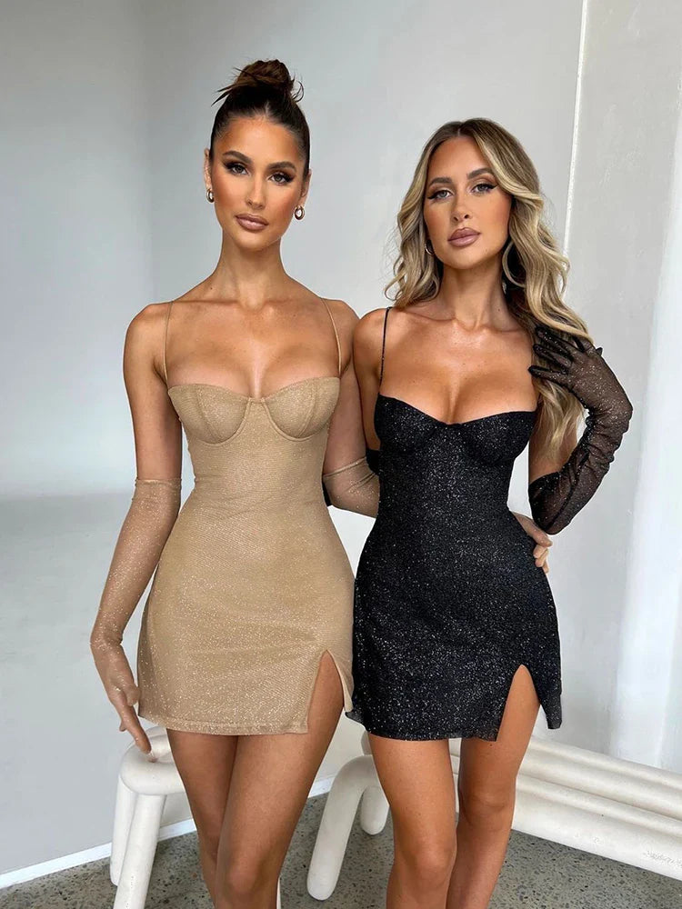 Evening Mini Dress with Glitter - Monica