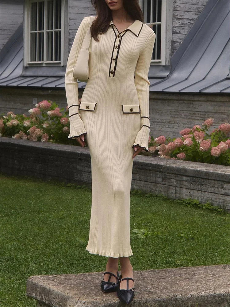 Knitted Maxi/Mini Dress with European Design - Marceline