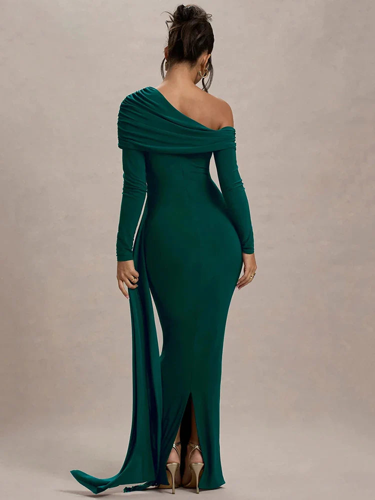 Off-shoulder maxi dress with ruching and ruffle detail - Miguel