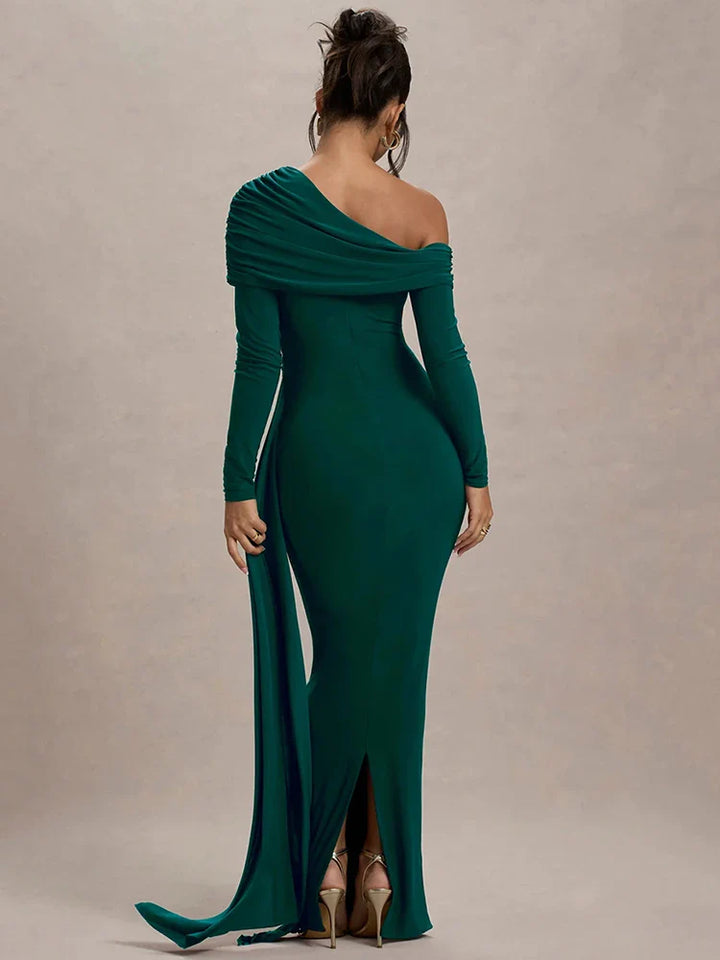 Off-shoulder maxi dress with ruching and ruffle detail - Miguel