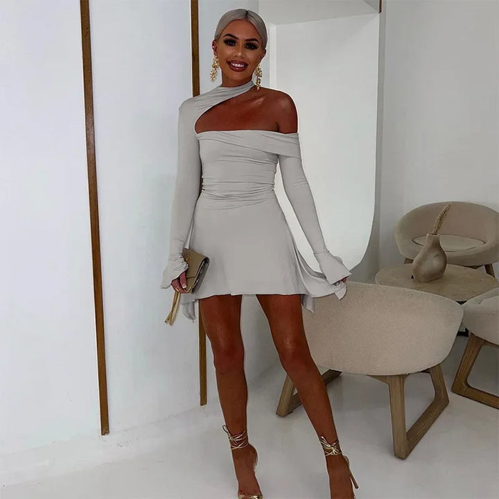 Asymmetric Collar Mini Dress - Zoey