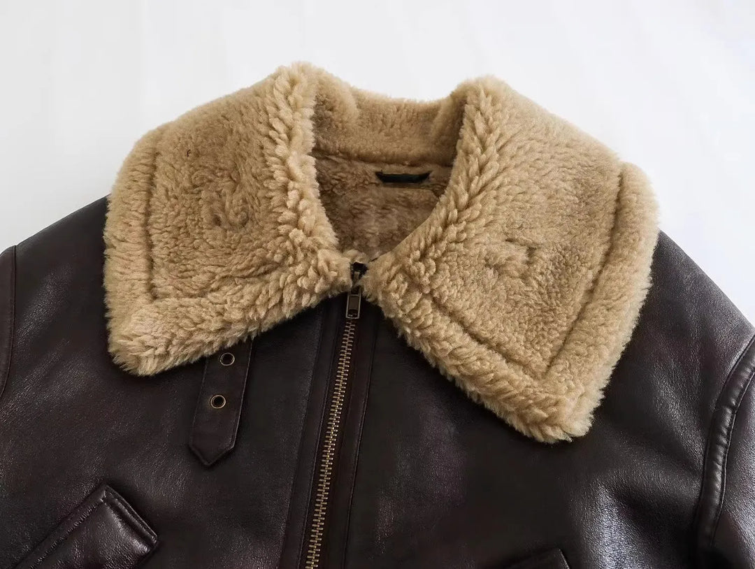 Leather Coat with Fur Lining - Candy