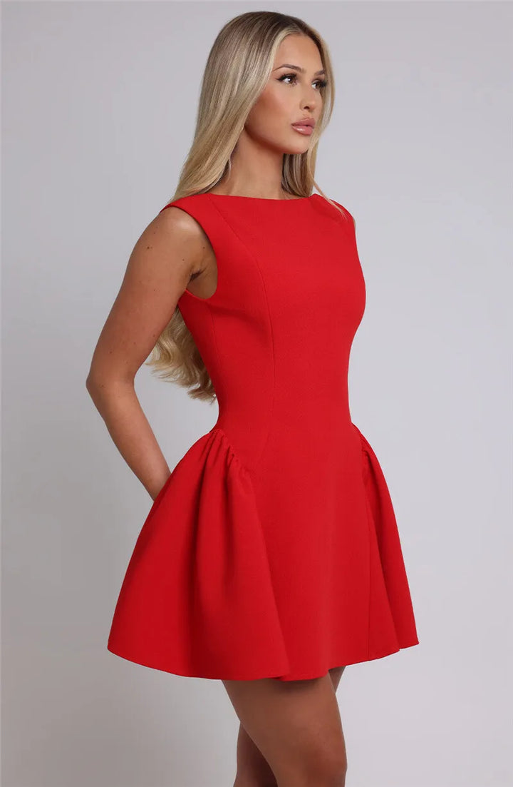 A-Line Mini Dress with Open Back - Mali