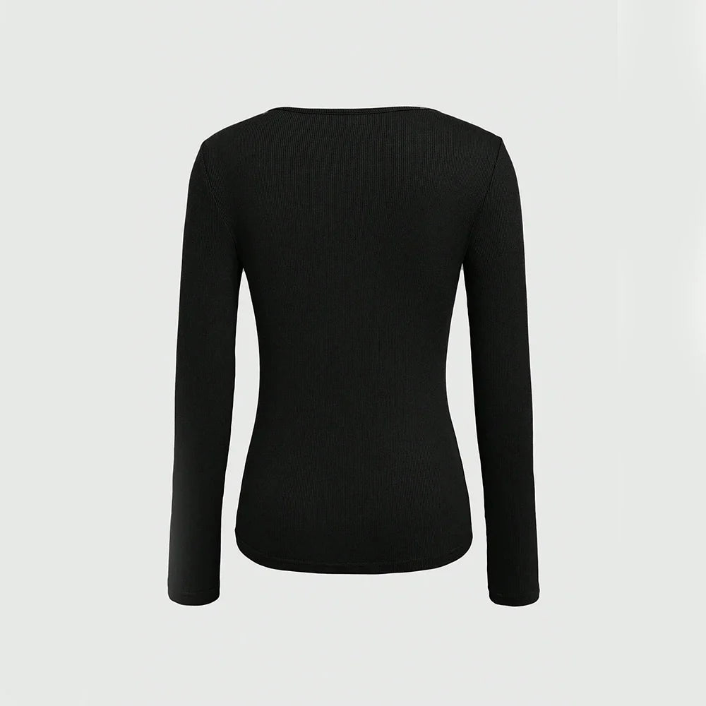Knitted basic top with cutout design - Irene